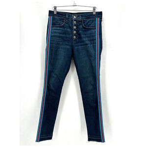 Veronica Beard Debbie 10" Skinny Jeans Size 26 Midnight Tux Stripe Fray Classic